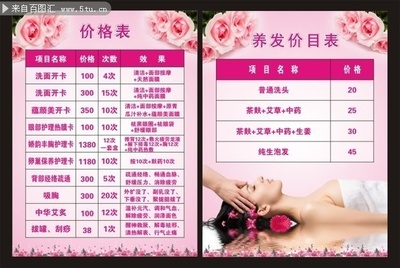 養(yǎng)生館價(jià)目表設(shè)計(jì)素材