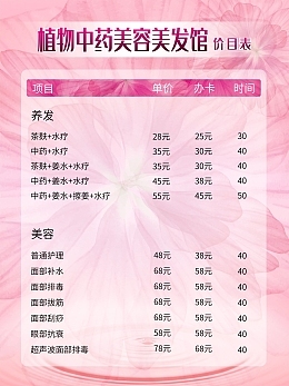 美容項(xiàng)目單美容項(xiàng)目單模板圖片在線制作